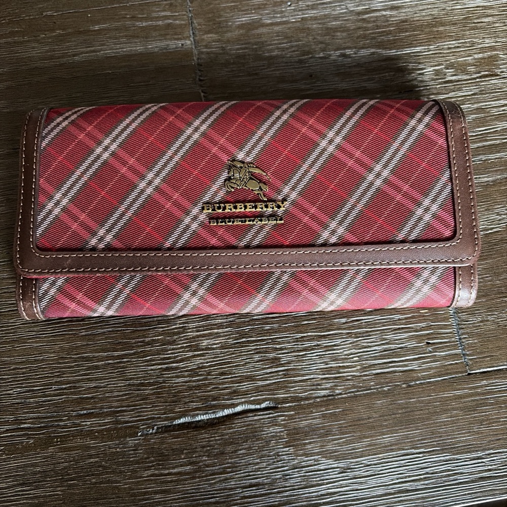 Burberry Blue Label House Tote Red and Brown Plaid with COA & Lg Wallet - Picture 9 of 16